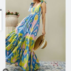 Tuckernuck Sheridan French Exclusive Yellow Heart Ikat Kelly Dress